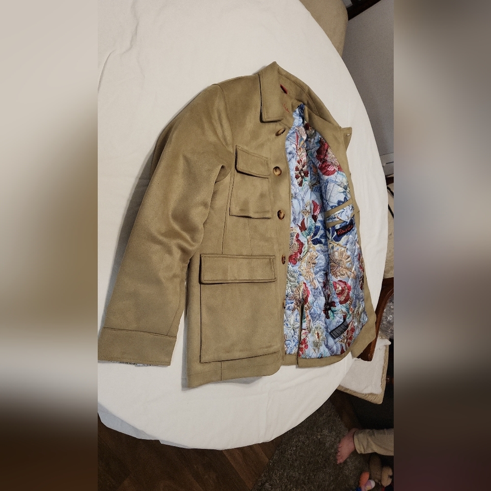 Robert Graham Tan Military Jacket with Floral Lining